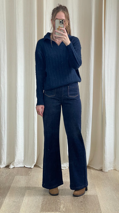 Pull Angelina - Pull col polo en maille côtelée