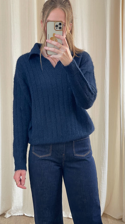 Pull Angelina - Pull col polo en maille côtelée