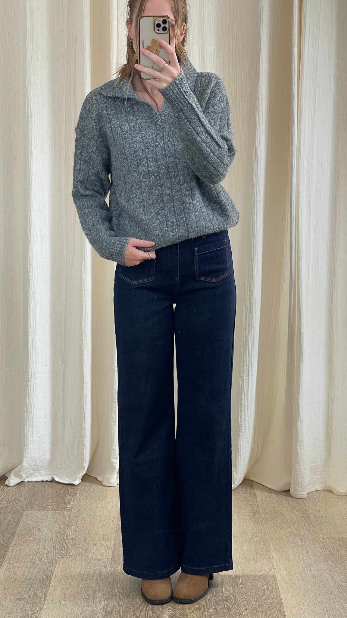 Pull Angelina - Pull col polo en maille côtelée