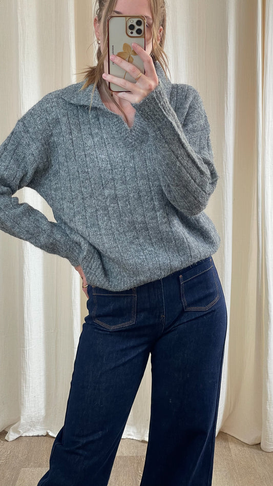 Pull Angelina - Pull col polo en maille côtelée