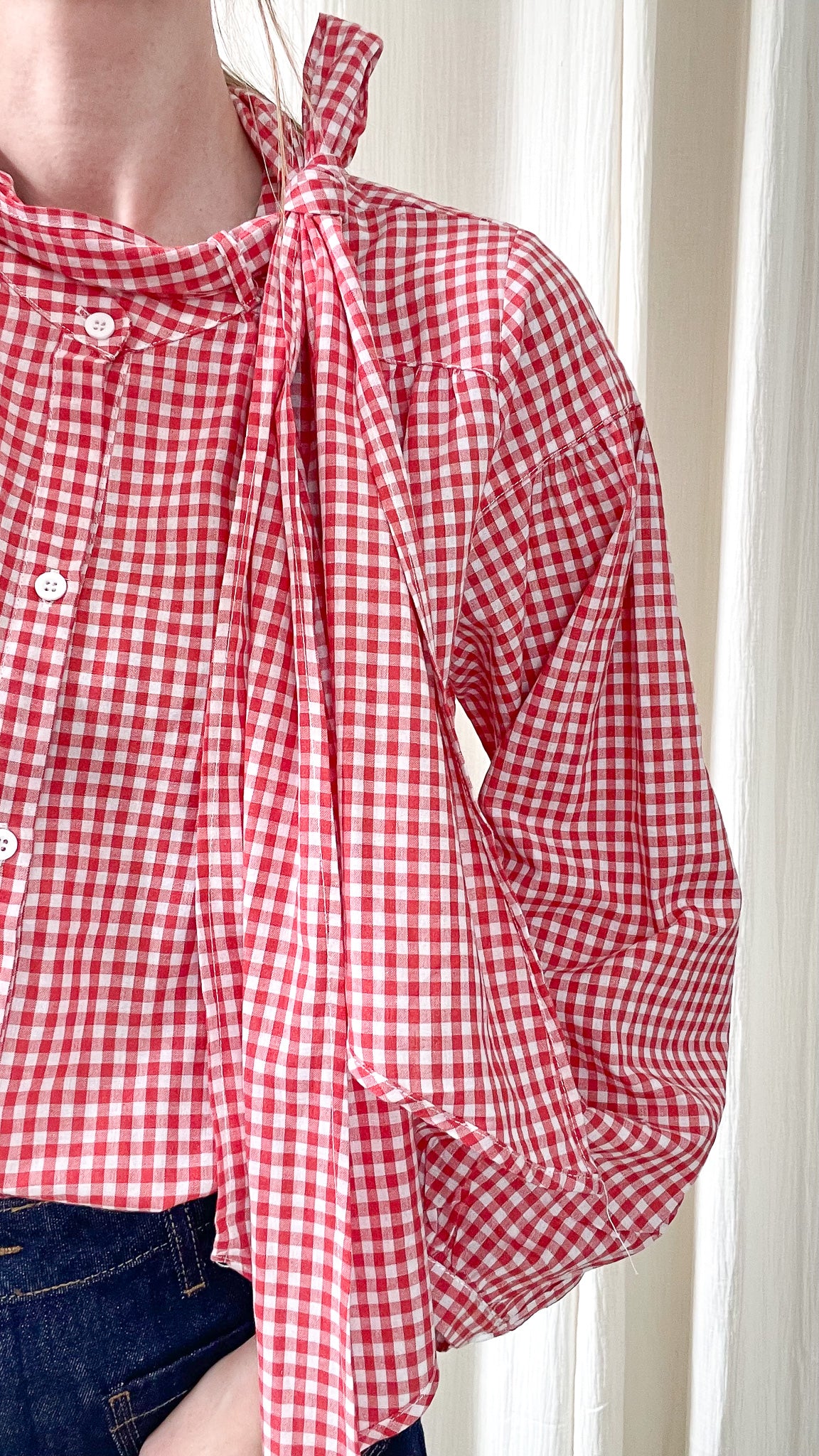 Blouse Lorraine - Blouse vichy à nœud lavallière