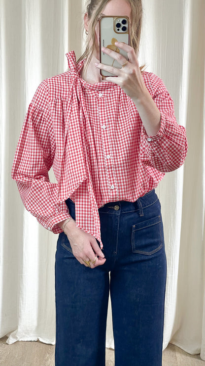 Blouse Lorraine - Blouse vichy à nœud lavallière