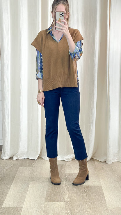 Pull Valentine - Pull sans manches à col V