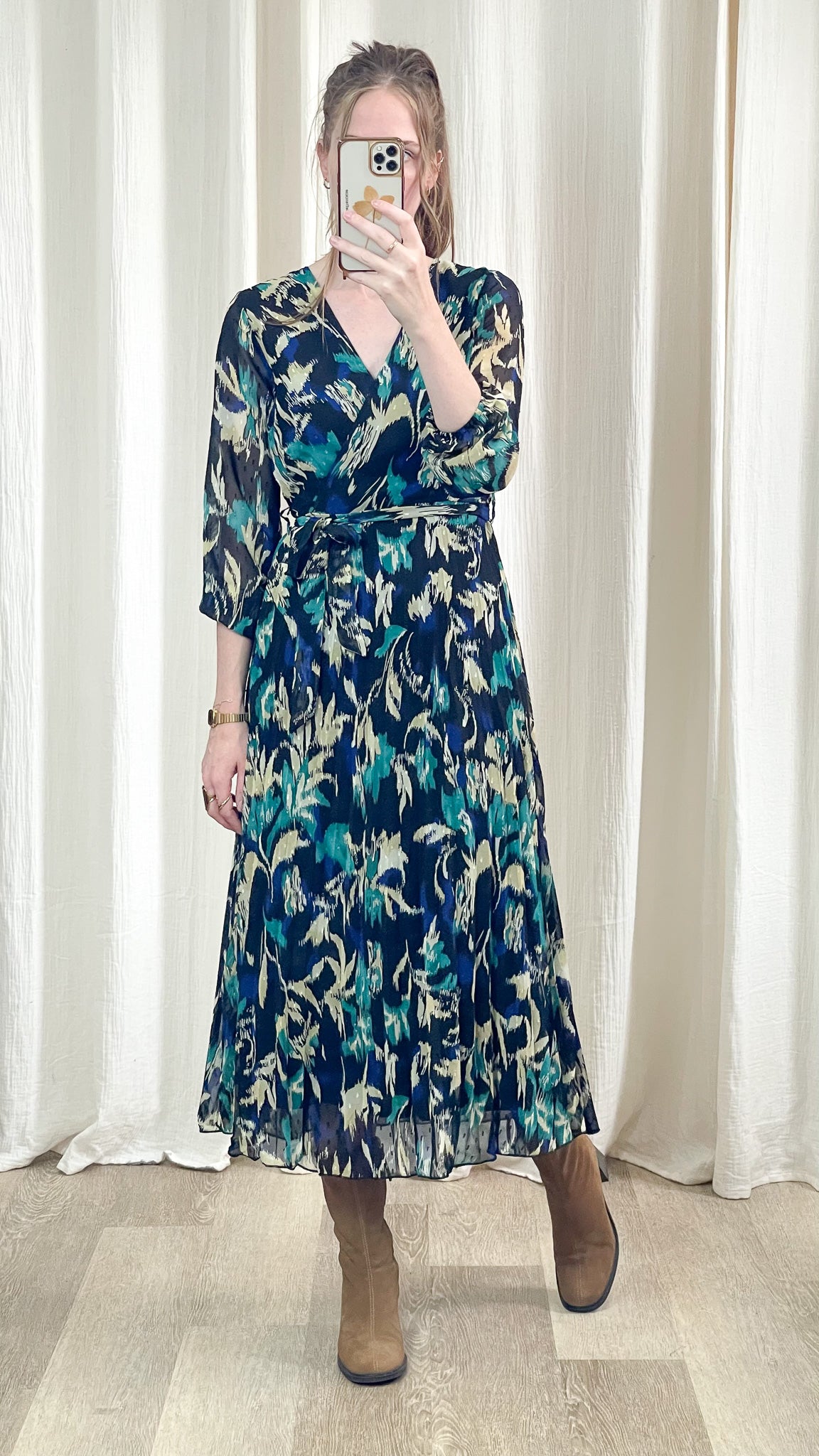 Robe Sloane - Robe longue plissée à imprimé