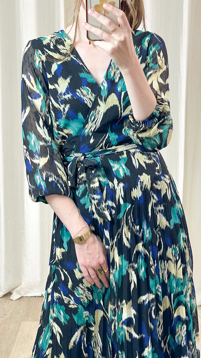 Robe Sloane - Robe longue plissée à imprimé