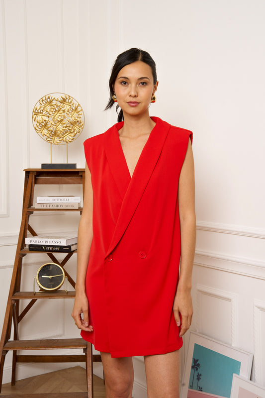 Combishort Pauline – Combishort rouge esprit tailleur