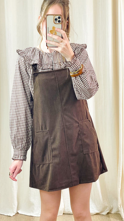 Robe Églantine – Robe salopette en velours côtelé