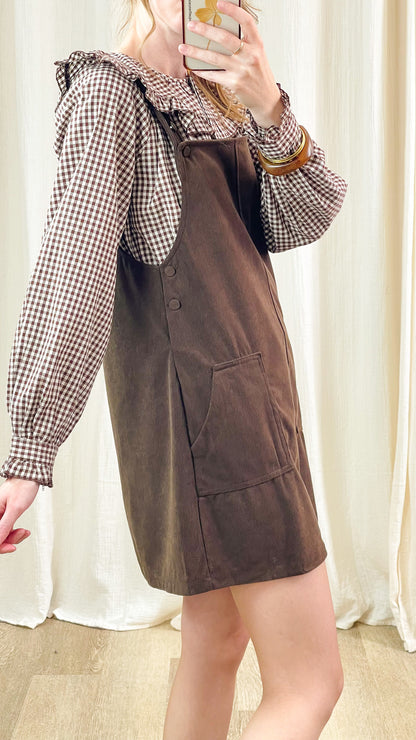 Robe Églantine – Robe salopette en velours côtelé