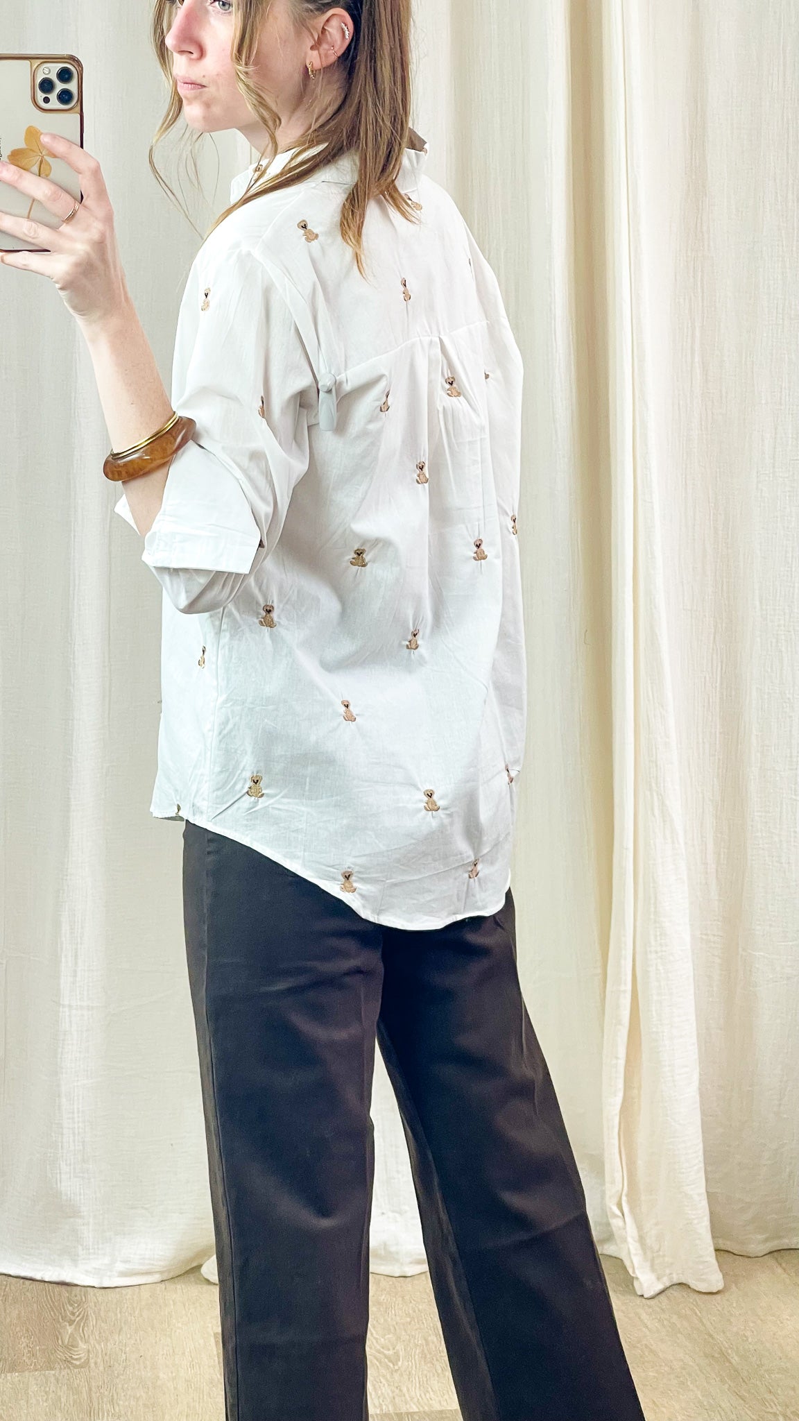 Chemise Bear – Chemise blanche brodée oursons