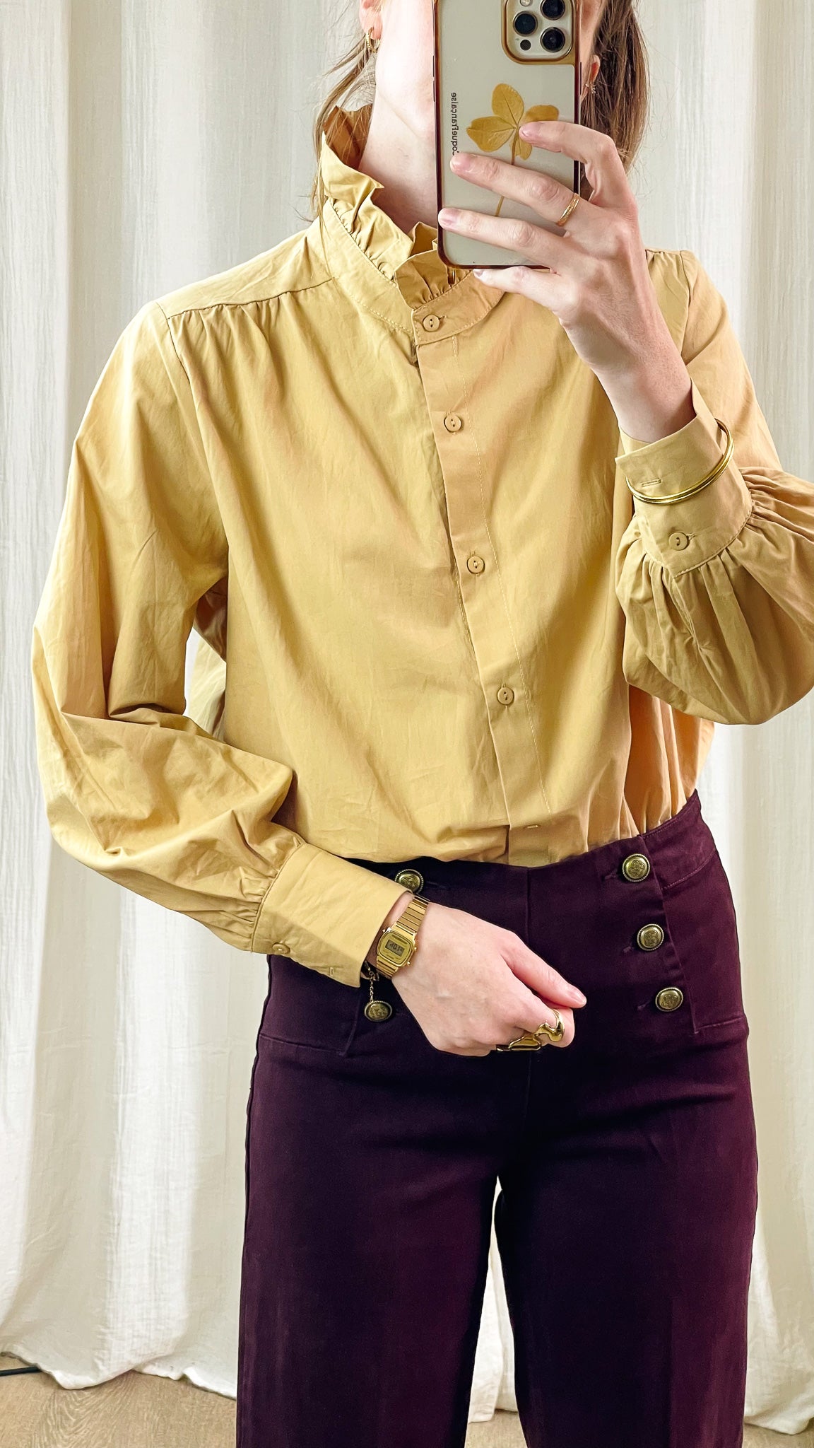 Chemise Lucinda – Chemise col montant froncé