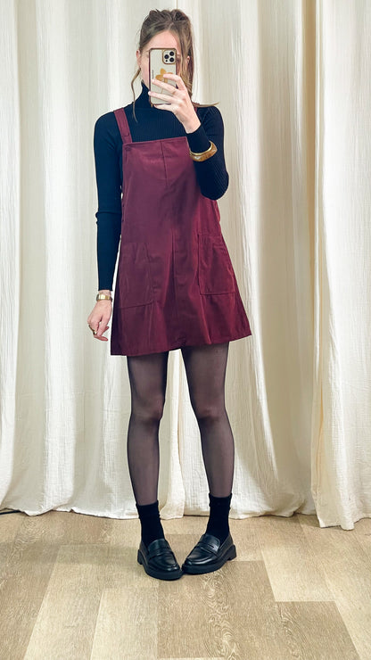 Robe Églantine – Robe salopette en velours côtelé