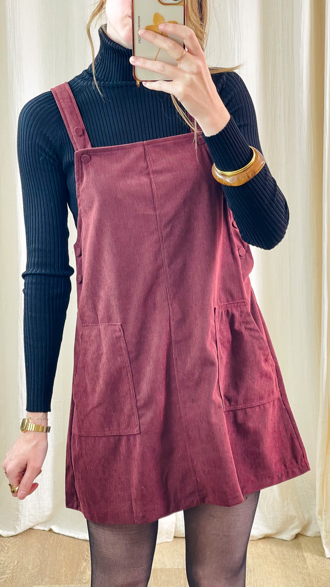 Robe Églantine – Robe salopette en velours côtelé