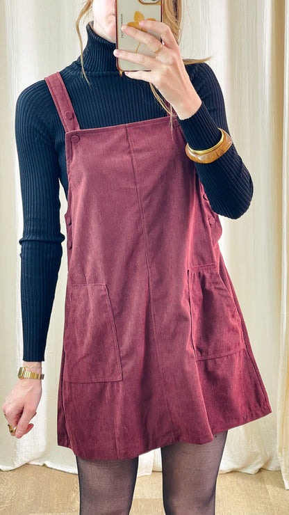 Robe Églantine – Robe salopette en velours côtelé