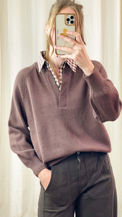 Pull Mary – Pull col polo chocolat