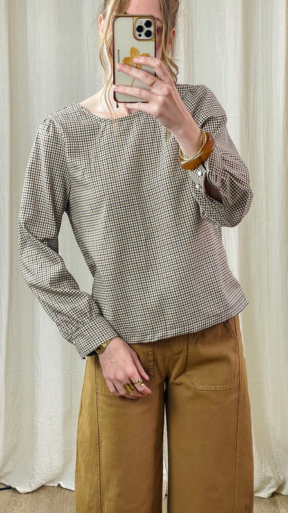 Blouse Prince – Carreaux prince de galles à dos ouvert