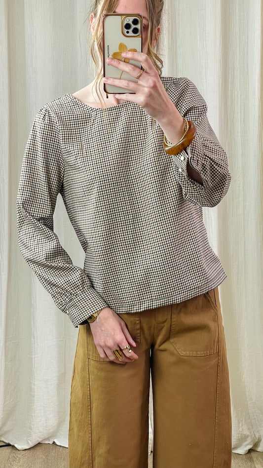 Blouse Prince – Carreaux prince de galles à dos ouvert