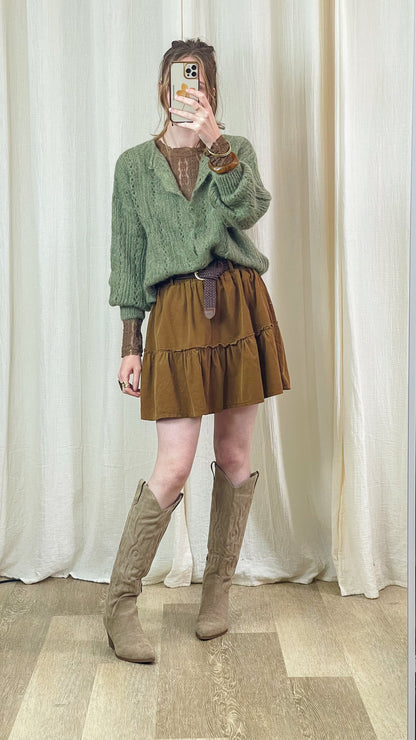 Jupe Sarah – Jupe courte à volants en velours côtelé