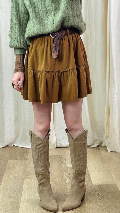 Jupe Sarah – Jupe courte à volants en velours côtelé