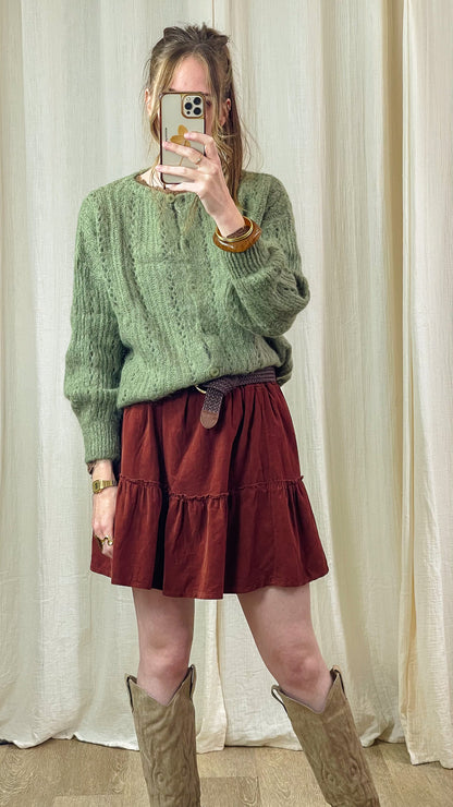 Jupe Sarah – Jupe courte à volants en velours côtelé