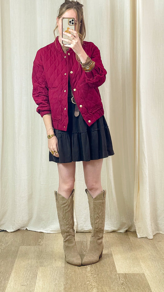 Bomber Greta – Veste matelassée bordeaux