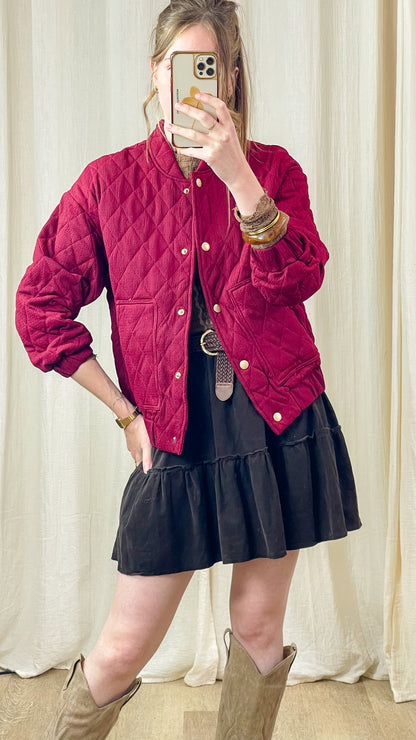 Bomber Greta – Veste matelassée bordeaux