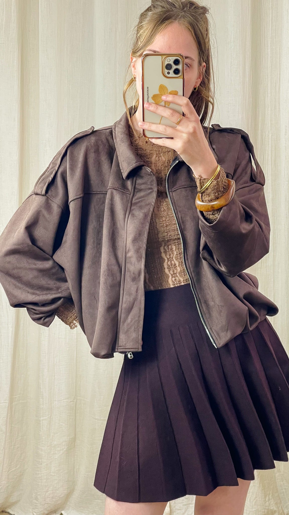 Bomber Lilith – Veste effet daim et coupe oversize ballon