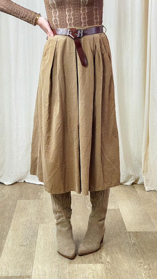 Jupe Zinnia – Jupe midi plissée en velours côtelé