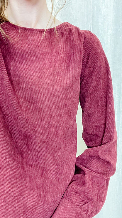 Blouse Angie – Blouse en velours côtelé à dos boutonné