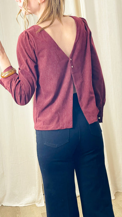 Blouse Angie – Blouse en velours côtelé à dos boutonné
