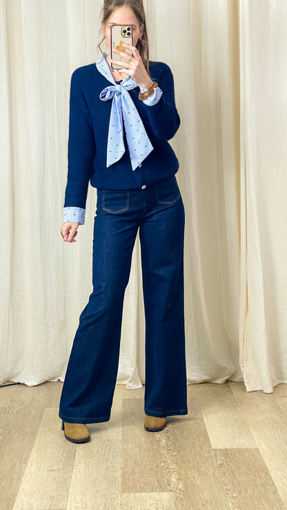 Pull Virginie – Pull bleu marine doux et élégant