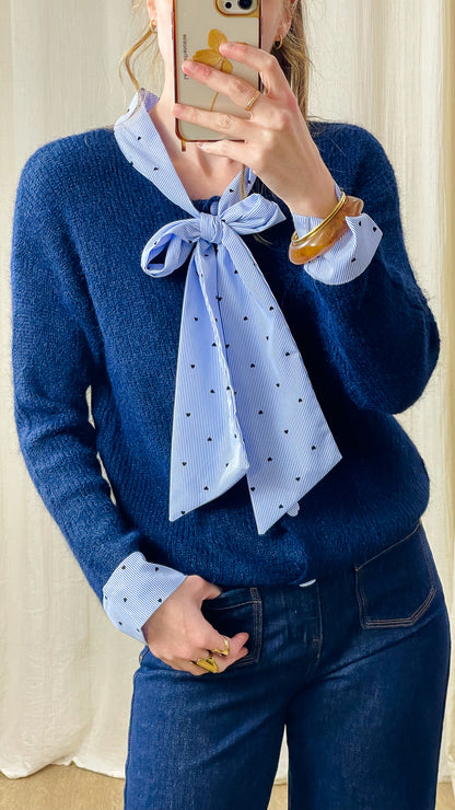 Pull Virginie – Pull bleu marine doux et élégant