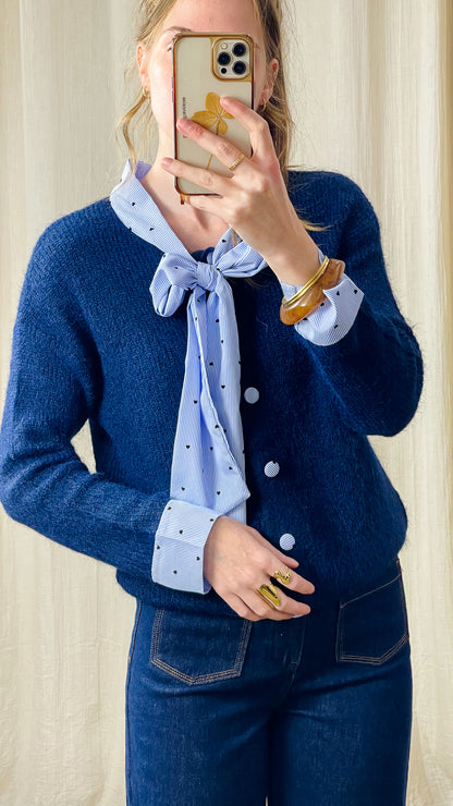 Pull Virginie – Pull bleu marine doux et élégant