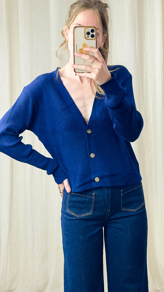 Gilet Bachira – Gilet bleu marine boutonné