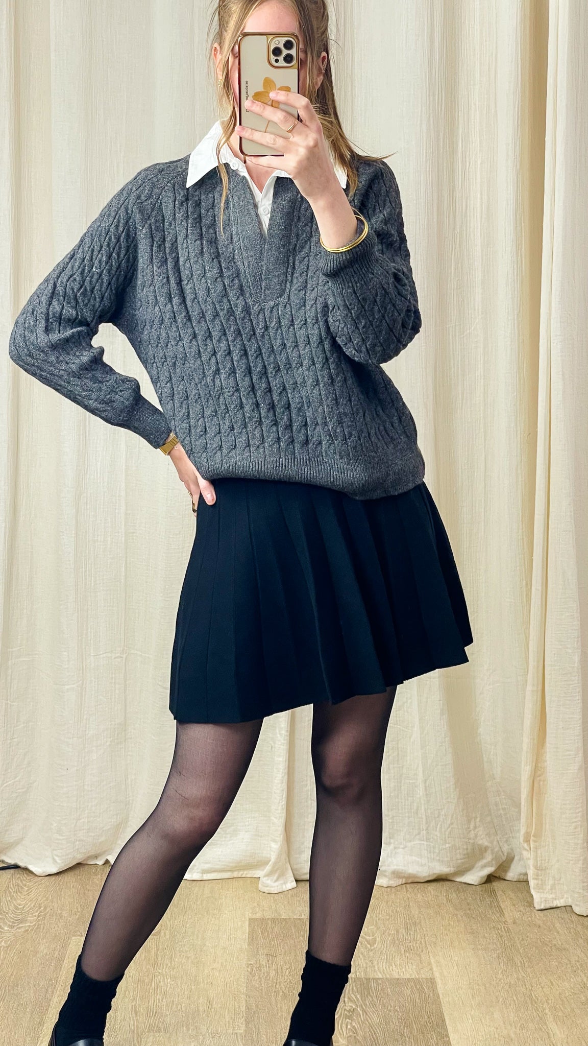 Pull Apoline – Maille torsadée à col polo