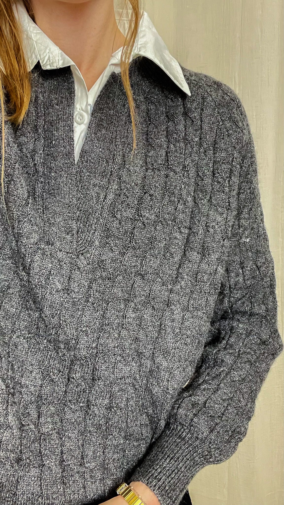 Pull Apoline – Maille torsadée à col polo