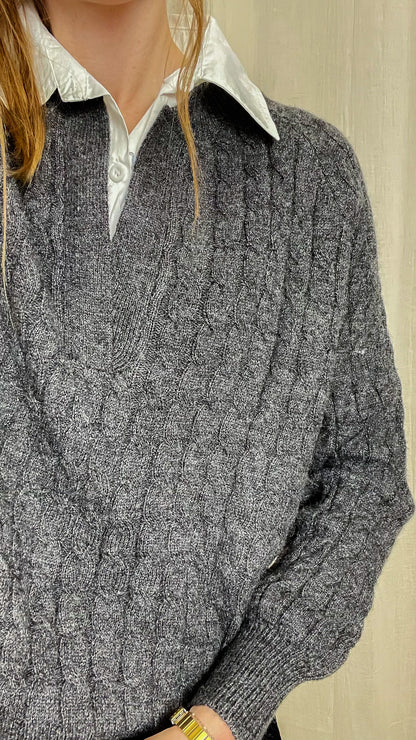 Pull Apoline – Maille torsadée à col polo