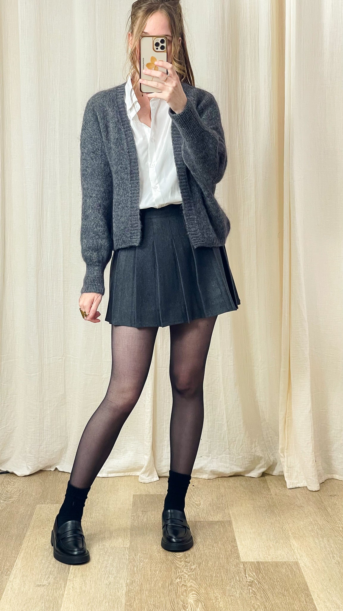 Jupe-short Cassis – Jupe-short plissée effet laine