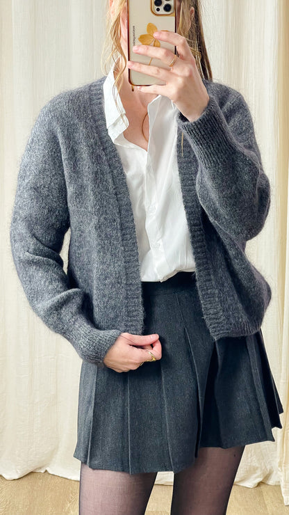 Gilet Ursuline – Gilet en kid mohair gris anthracite