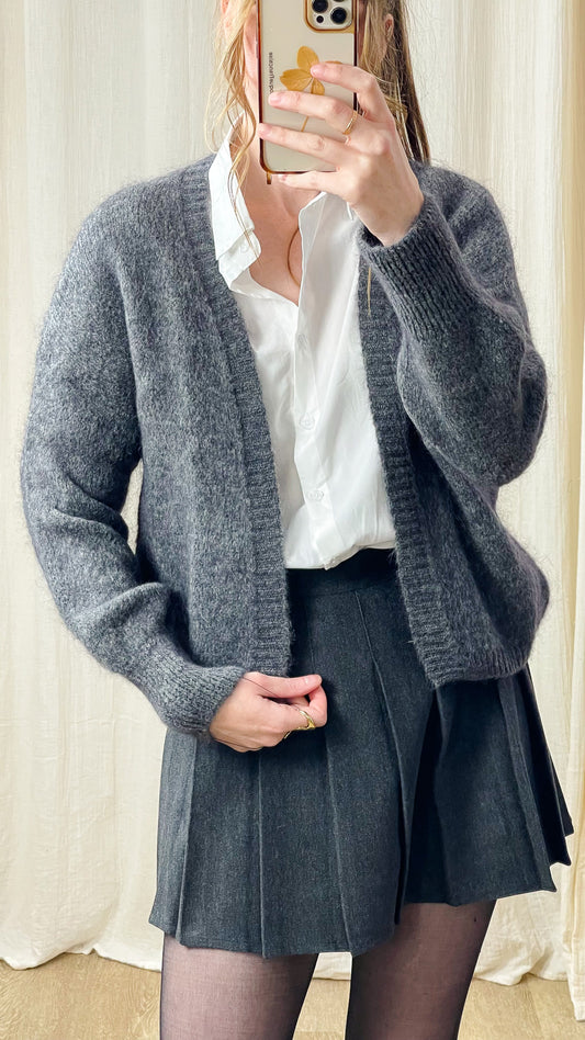 Gilet Ursuline – Gilet en kid mohair gris anthracite