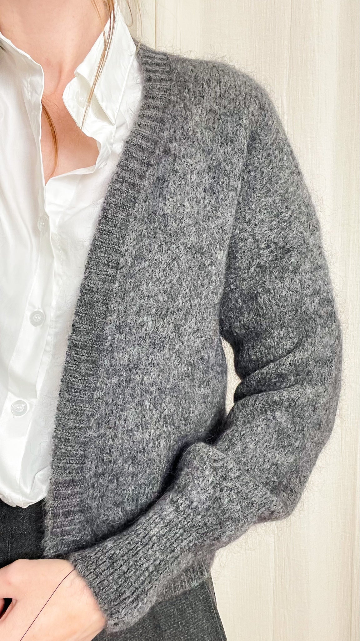 Gilet Ursuline – Gilet en kid mohair gris anthracite