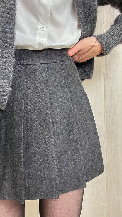 Jupe-short Cassis – Jupe-short plissée effet laine