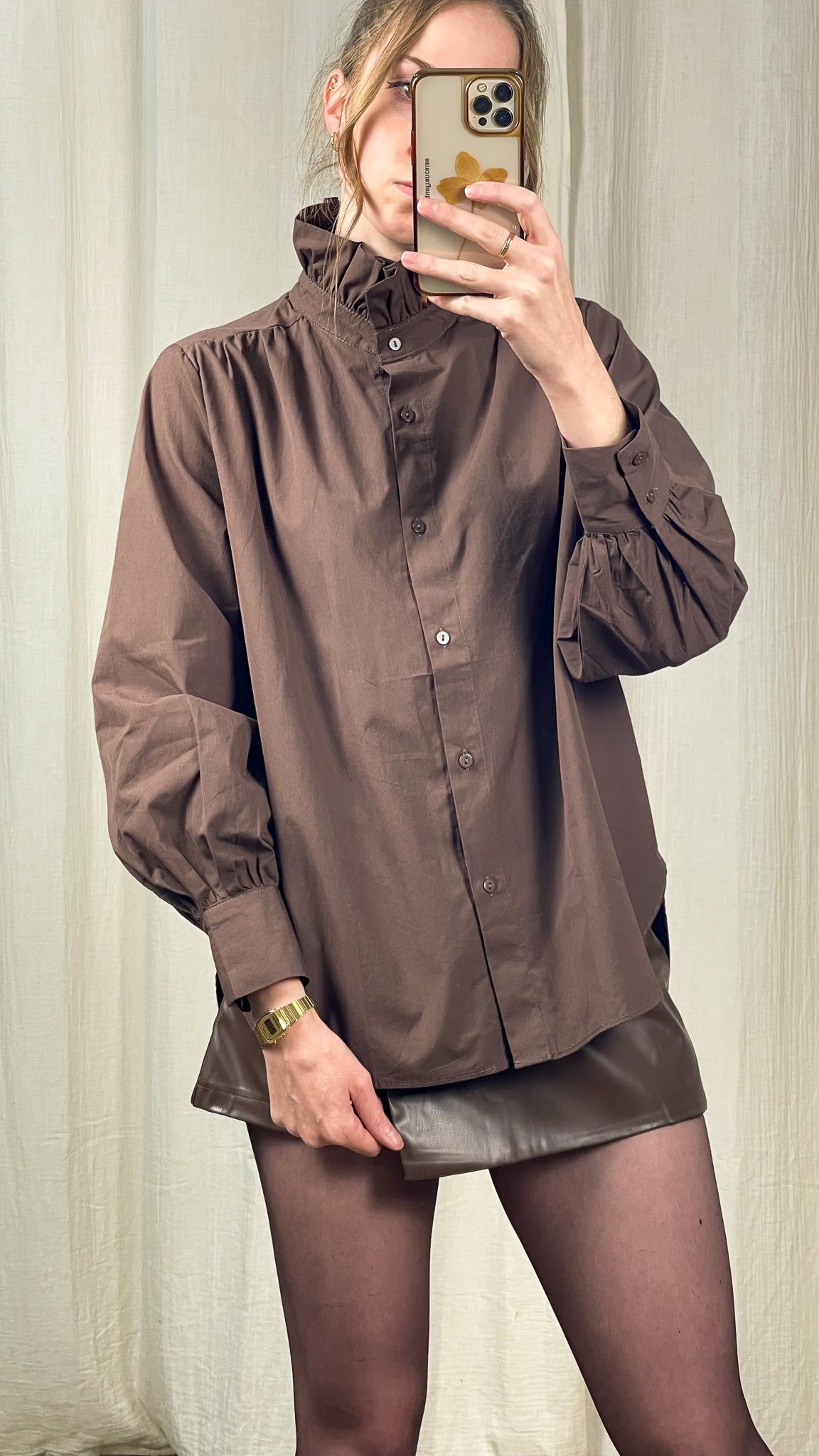 Chemise Lucinda – Chemise col montant volanté