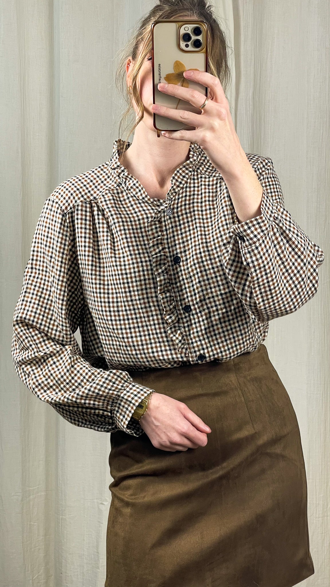 Blouse Vichy - Blouse à volants motif Prince de Galles