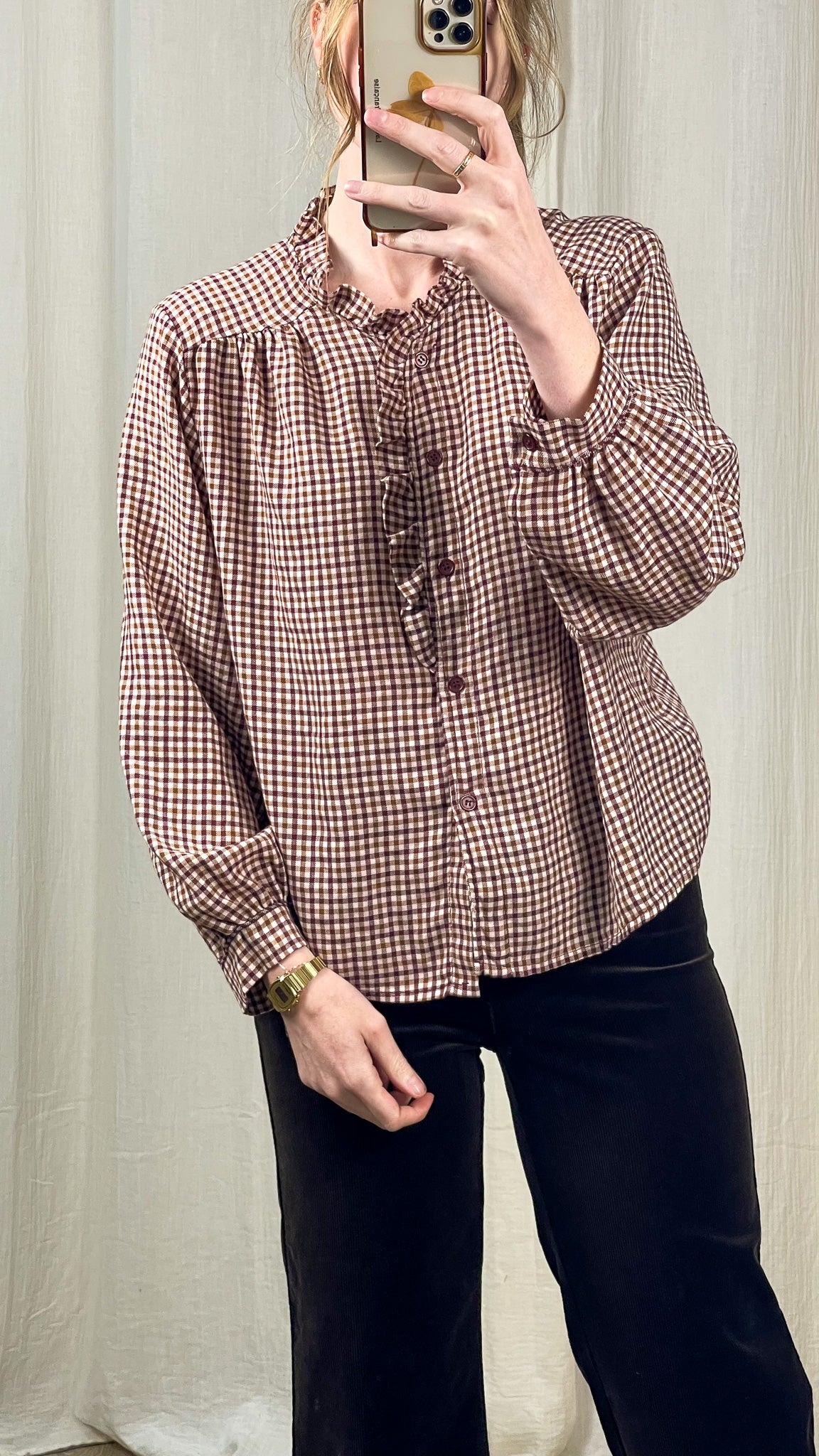 Blouse Vichy - Blouse à volants motif Prince de Galles