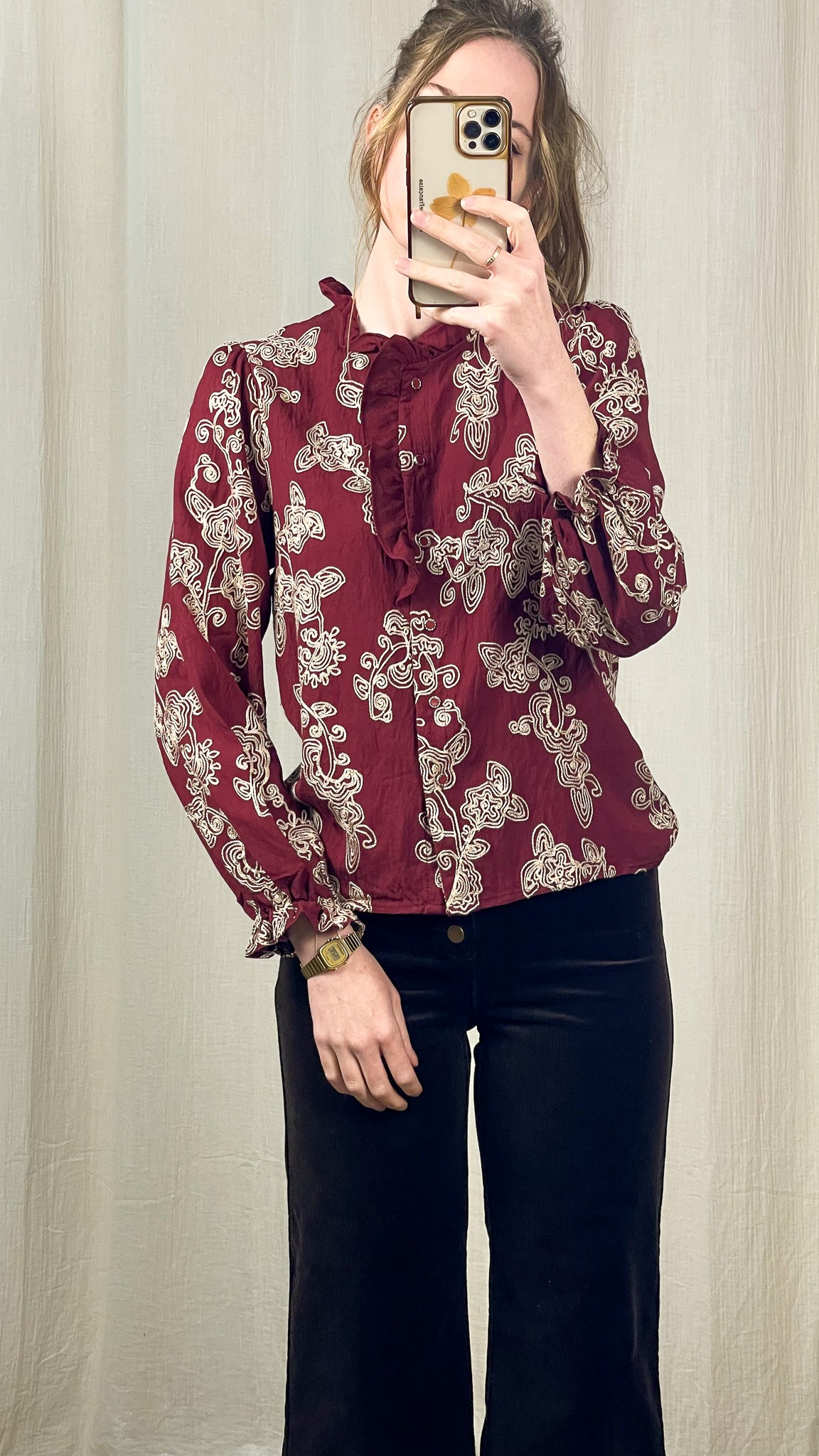 Blouse Lina - Blouse avec broderie et froufrou