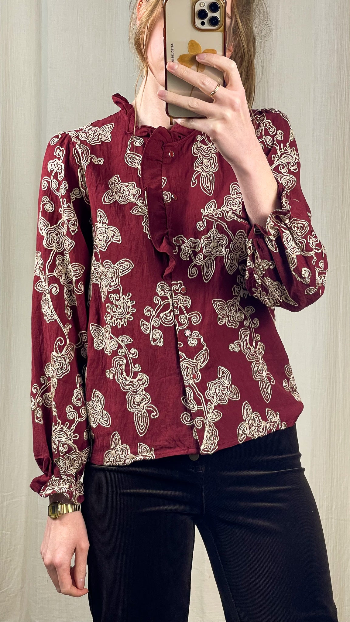 Blouse Lina - Blouse avec broderie et froufrou