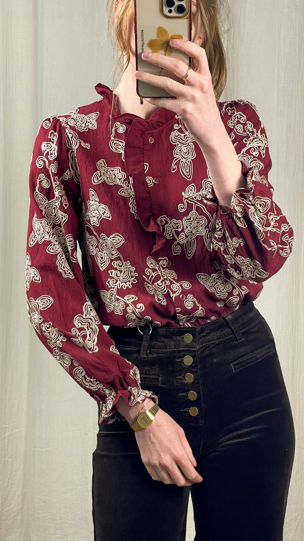 Blouse Lina - Blouse avec broderie et froufrou