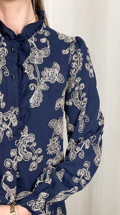 Blouse Lina - Blouse avec broderie et froufrou