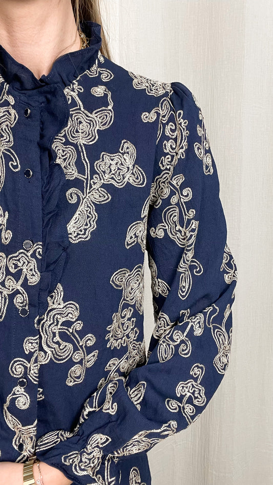 Blouse Lina - Blouse avec broderie et froufrou