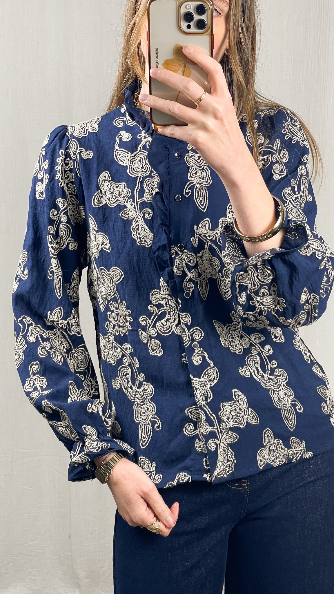 Blouse Lina - Blouse avec broderie et froufrou